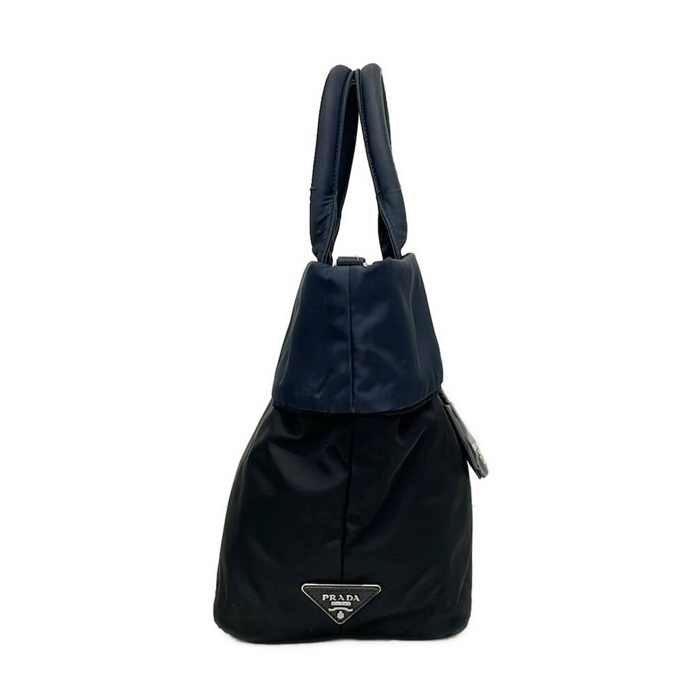 Prada Tessuto Double Tote Bag BN1959 Black Dark Navy - Picture 2 of 11